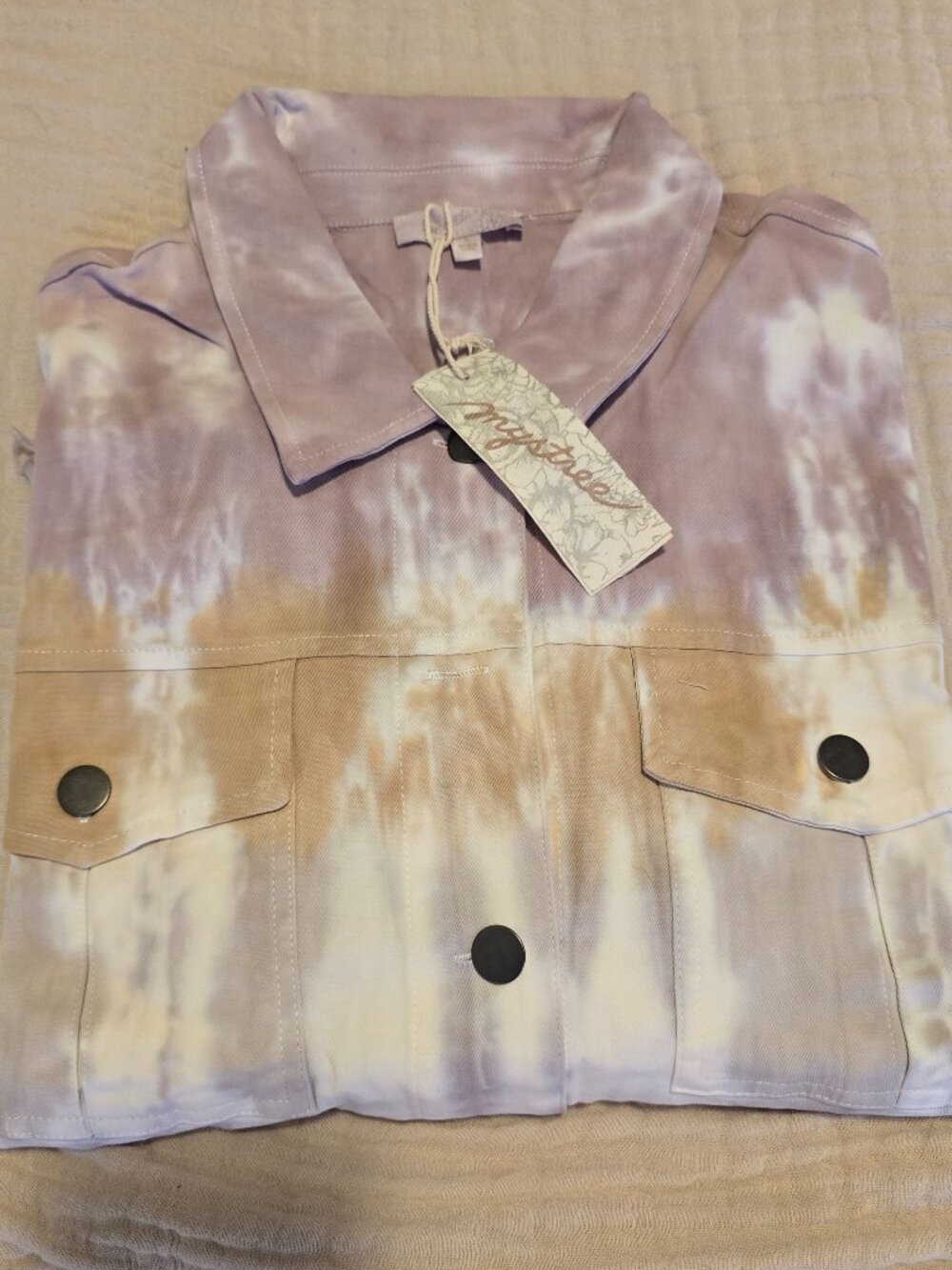 NWT Mystree Tie Dye Distressed Raw Hem Jacket